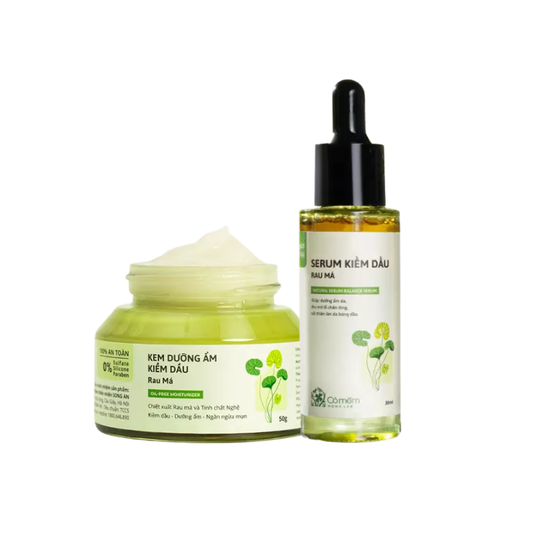Combo Dưỡng Ẩm Kiềm Dầu Serum Kem Dưỡng Rau Má